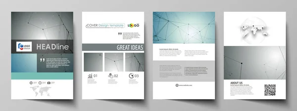 Zakelijke sjablonen voor brochure, flyer, magazine, boekje, verslag. Betrekking hebben op Ontwerpsjabloon, vector lay-out in A4-formaat. Geometrische achtergrond. Moleculaire structuur. Wetenschappelijke, medische, technologie concept. — Stockvector