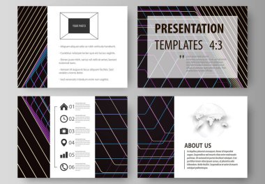 İş şablonları sunma kaymak için. Düz stil vektör düzenler. Poligonal arka plan ile altıgenler, derinlik yanılsaması. Siyah renkli geometrik tasarım, altıgen geometri.