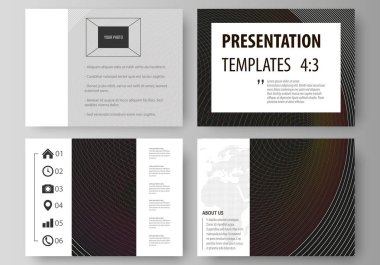 İş şablonları sunma kaymak için kümesi. Düz tasarım kolay düzenlenebilir vektör düzenler. Renkli daireler ile modern arka plan koyu renk.