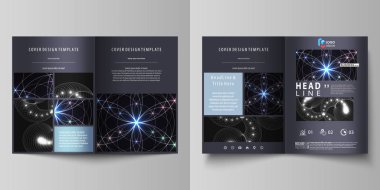İş şablonları için BI kat broşür, dergi, broşür, kitapçık, rapor. Kapak tasarım şablonu, A4 boyutunda vektör arka düzen. Kutsal geometri geometrik süsleme parlayan. Mistik arka plan.
