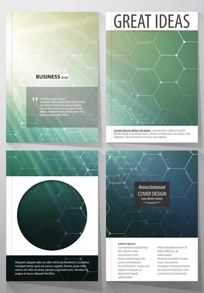 Modèles d'affaires pour brochure, magazine, dépliant, livret, rapport. Modèle de conception de couverture, mise en page vectorielle, A4. Schéma chimique, structure des molécules hexagonales. Médecine, science, technologie concept . — Image vectorielle