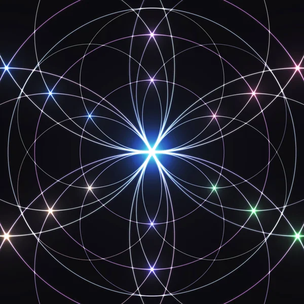 Kutsal geometri geometrik süsleme parlayan. Mistik arka plan.