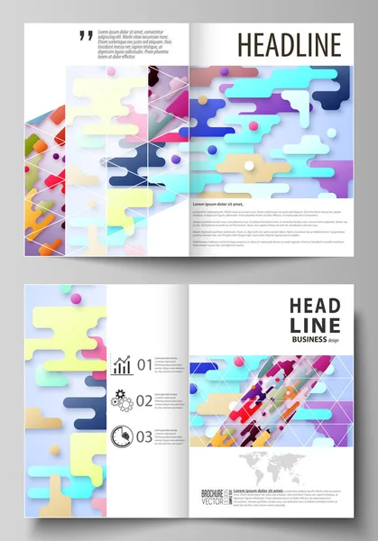 Podnikové šablony pro bi přeložení brožury, letáky. Pokrývají šablonu návrhu, abstraktní vektorové rozložení ve velikosti A4. Barevné minimalistické pozadí světlé barvy, geometrické tvary, krásné minimalistických pozadí — Stockový vektor