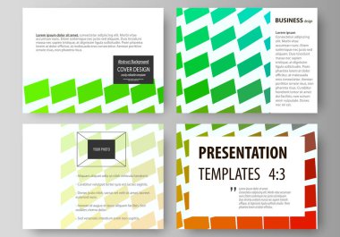 İş şablonları sunma kaymak için kümesi. Düz tasarım kolay düzenlenebilir vektör düzenler. Renkli dikdörtgenler, hareketli dinamik şekillendirme soyut poligonal stili arka plan şekilleri..