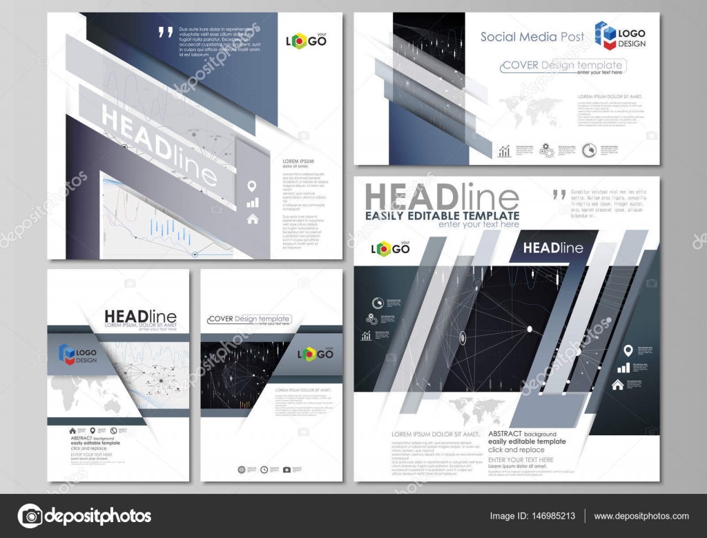 social media posts set business templates vector layouts in
