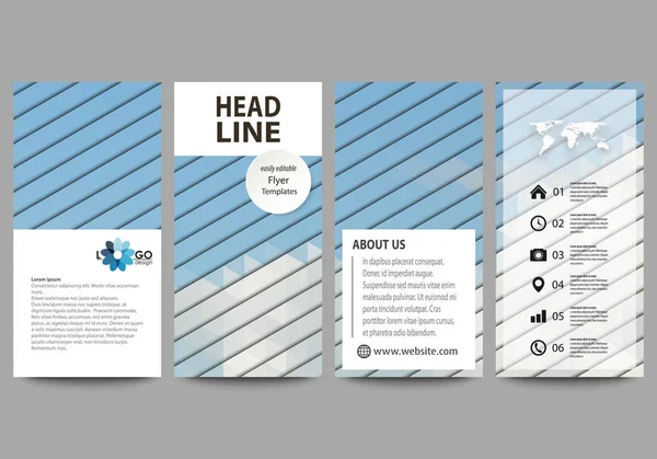 Flyers set, banners modernos. Modelos de negócios. Modelo de design de capa, layouts de vetor fácil editável. Triângulos de cor azul e polígonos coloridos. Abstrato estilo poligonal fundo . —  Vetores de Stock