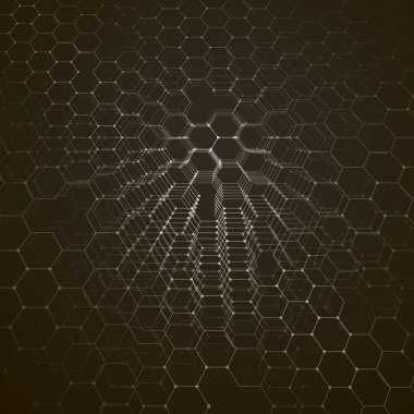 Kimya 3d model, siyah, bilimsel ve tıbbi araştırma altıgen molekül yapısı. Tıp, bilim ve teknoloji kavramı. Hareket tasarımı. Geometrik arka plan.