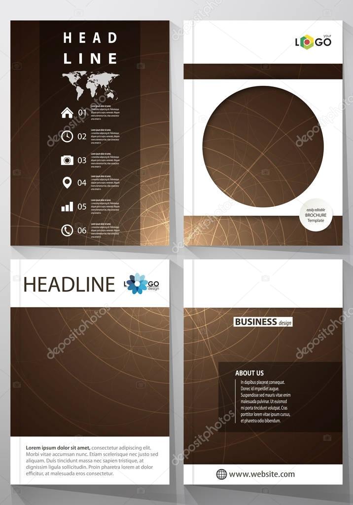 Business templates for brochure, flyer, booklet. Cover design template, abstract vector layout in A4 size. Alchemical theme. Fractal art background. Sacred geometry. Mysterious relaxation pattern.