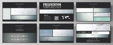 İş şablonları HD sunma kaymak için biçimlendirin. Düz tasarım soyut vektör düzenler. Genetik ve kimyasal bileşikler. DNA ve nöronlar. Tıp, kimya, bilim veya teknoloji kavramı.