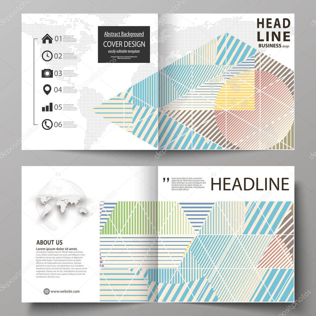 Business templates for bi fold square brochure, magazine, flyer, booklet, report. Leaflet cover, abstract vector layout. Minimalistic design with lines, geometric shapes forming beautiful background.