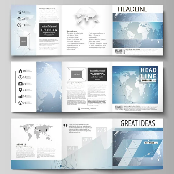 Die minimalistische Vektorillustration des editierbaren Layouts. drei kreative Designvorlagen für quadratische Broschüren oder Flyer. wissenschaftliche medizinische dna-Forschung. Wissenschaft oder medizinisches Konzept. — Stockvektor