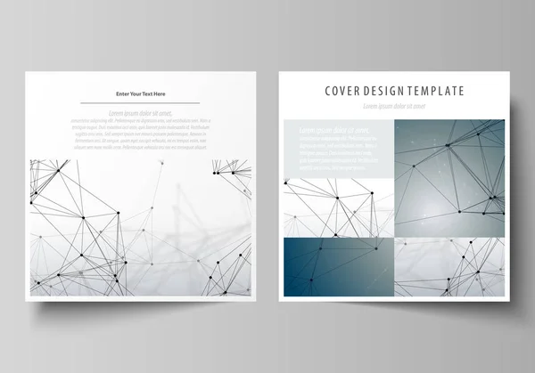 Zakelijke sjablonen voor plein ontwerp brochure, flyer, magazine en boekje. Leaflet cover, vector lay-out. Molecuul structuur van DNA en neuronen. Geneeskunde, wetenschap, technologie concept. Schaalbare afbeelding. — Stockvector