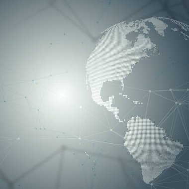 Noktalı dünya dünya kimya deseni, çizgiler ve noktalar bağlama ile. Molekül yapısı gri. Bilimsel tıbbi Dna araştırma. Bilim veya teknoloji kavramı. Geometrik tasarım arka plan