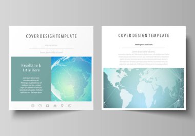İki kare biçimi düzenlenebilir yerleşimini minimalist vektör çizim tasarım şablonları için broşür, el ilanı, dergi kapsar. Kimya model, molekül yapısı, geometrik tasarım arka plan.