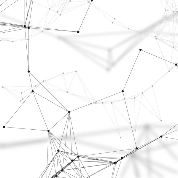 Chemii wzór, łączenie linii i kropek, struktura cząsteczki na biały, naukowe medyczne badania Dna, geometrycznej graficzny tła. Koncepcja medycyna, nauki i technologii. Minimalistyczny design. — Wektor stockowy