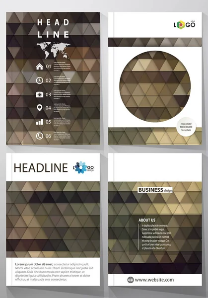 Modelli di business per brochure, rivista, volantino, relazione annuale. Modello di design della copertina, layout vettoriale in formato A4. Sfondi astratti. Modelli geometrici. Stile triangolare ed esagonale . — Vettoriale Stock