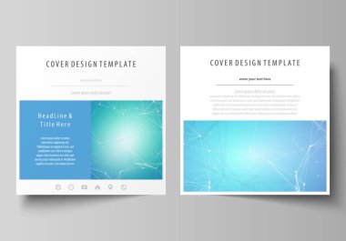 İş şablonları için kare tasarım broşür, el ilanı. Kapak broşür, vektör düzenini soyut. Kimya desen, çizgiler ve noktalar, molekül yapısı, tıbbi Dna araştırma bağlanma. Tıp kavramı.