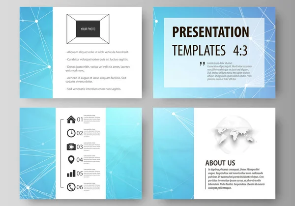 Zestaw szablonów biznesowych dla prezentacji slajdów. Abstrakcja vector układów płaska. Wzór chemii, łączenie linii i kropek, struktura cząsteczki, medycznych badań Dna. Koncepcja medycyna. — Wektor stockowy
