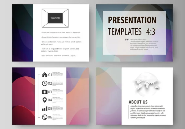 Modelos de negócios para slides de apresentação. Layouts fáceis editáveis em estilo plano, ilustração vetorial. Padrão de cor brilhante, design colorido, formas sobrepostas formando fundo bonito abstrato . —  Vetores de Stock