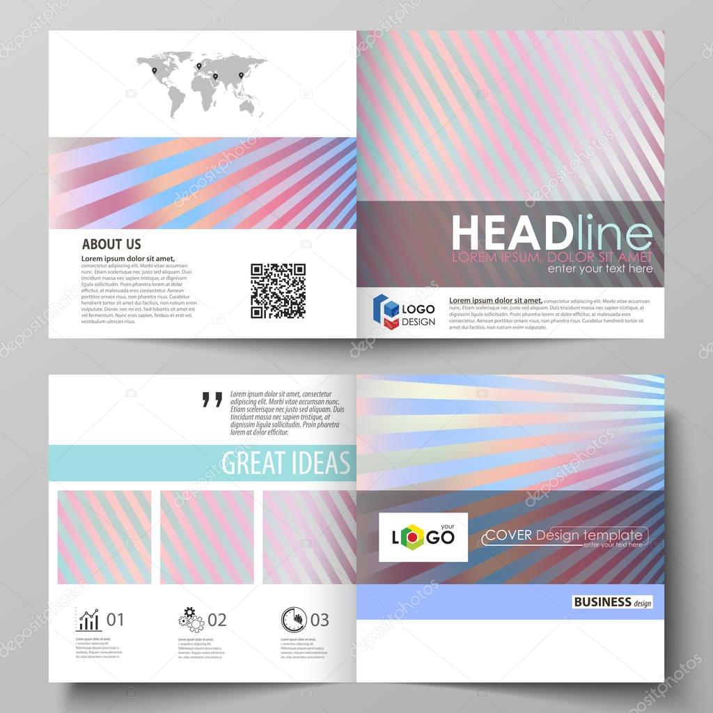 Business templates for square bi fold brochure, magazine, flyer, booklet, report. Leaflet cover, abstract vector layout. Sweet pink and blue decoration, pretty romantic design, cute candy background.