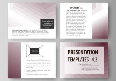 İş şablonları sunma kaymak için kümesi. Düz tasarım kolay düzenlenebilir vektör düzenler. Sade tek renkli geometrik desen. Soyut poligonal stil, şık modern arka plan.