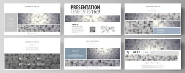 İş şablonları HD sunma kaymak için biçimlendirin. Düz tasarım kolay düzenlenebilir soyut vektör düzenler. Desen kareler, geometrik tarzı gri arka plan yaptı. Basit doku.