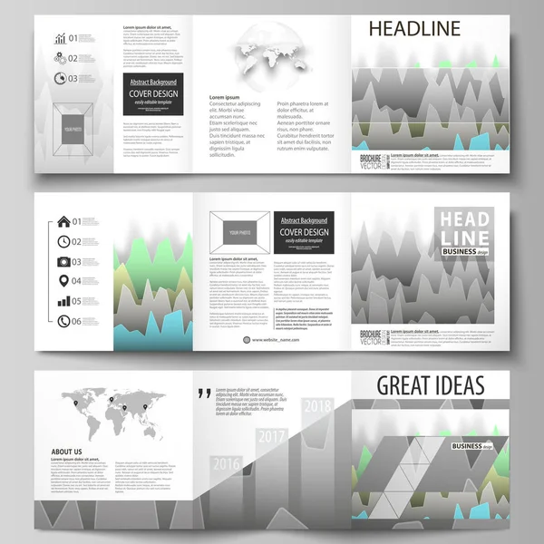 The minimalistic vector illustration of the editable layout. Three creative covers design templates for square brochure or flyer. Rows of colored diagram with peaks of different height. — Stock Vector