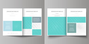 İş şablonları için BI kat broşür, el ilanı, broşür, rapor. Kapak tasarım şablonu, vektör düzen A4 boyutunda. Kimya desen, altıgen molekül yapısı mavi. Tıp, teknoloji kavramı.