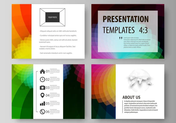 Eine Reihe von Geschäftsvorlagen für Präsentationsfolien. leicht editierbare Layouts im flachen Stil, Vektorillustration. farbenfrohes Design mit überlappenden geometrischen Formen, die einen abstrakten schönen Hintergrund bilden. — Stockvektor
