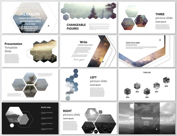 A ilustração minimalista do vetor abstrato do layout editável de modelos de negócios de design de slides de apresentação de alta definição. Decoração de estilo hexagonal para folheto, relatório, publicidade, brochura —  Vetores de Stock