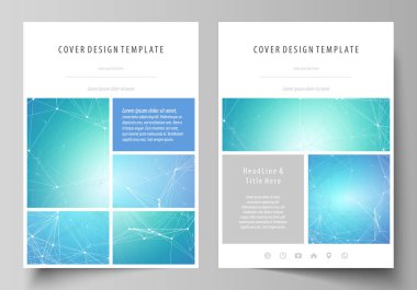Rapor için broşür, dergi, el ilanı, broşür, iş şablonlar. Kapak tasarım şablonu, vektör düzen A4 boyutunda. Kimya model, molekül yapısı, tıbbi Dna araştırma. Tıp kavramı.
