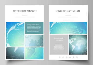 A4 formatında düzenlenebilir yerleşimini vektör çizim tasarım şablonları broşür, dergi, broşür, kitapçık, rapor için kapsar. Kimya model, molekül yapısı, geometrik tasarım arka plan.