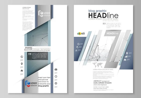 Blog graphiques modèles d'affaires. Modèle de conception de site Web page, mise en page vectorielle abstraite modifiable facile. Structure moléculaire de l'ADN et des neurones. Médecine, science, concept technologique. Graphique évolutif . — Image vectorielle