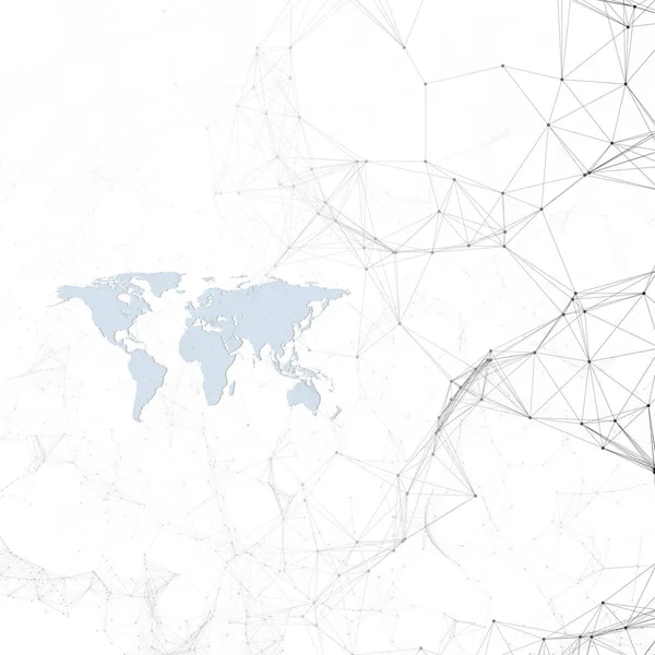 Химический узор, синяя карта мира, соединяющие линии и точки, молекулярная структура на белом. Научные медицинские исследования ДНК. Медицина, наука, технологическая концепция. Абстрактный фон геометрического дизайна . — стоковый вектор