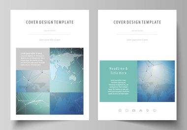 A4 formatında düzenlenebilir yerleşimini vektör çizim tasarım şablonları broşür, dergi, broşür, kitapçık, rapor için kapsar. Kimya desen, çizgiler ve noktalar bağlama. Tıp kavramı.