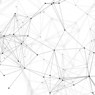 Tıp, bilim ve teknoloji kavramı. Minimalist tasarımı. Kimya desen, molekül yapısı beyaz, bilimsel tıbbi Dna araştırma, geometrik grafik arka plan üzerinde çizgiler ve noktalar, bağlanma.