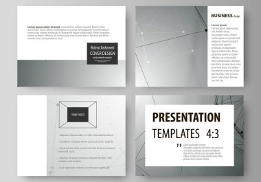 Geometrik arka plan, bağlantılı çizgi ve noktalar. Moleküler yapısı. Bilimsel, tıp, teknoloji kavramı. İş şablonları sunma kaymak için kümesi. Düz tasarım düzenlerinde tasarlamak vektör.
