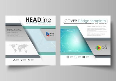 Fütüristik yüksek teknoloji arka, kazmak veri teknoloji kavramı. İki kare biçimi düzenlenebilir yerleşimini minimalist vektör çizim tasarım şablonları için broşür, el ilanı, dergi kapakları.