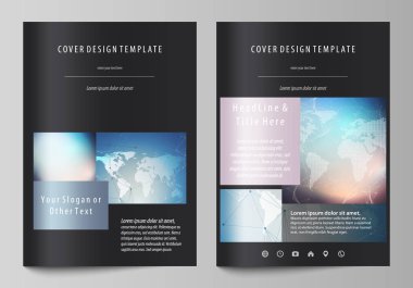 Poligonal geometrik doğrusal doku. Genel ağ, kazmak veri kavramı. A4 formatında düzenlenebilir yerleşimini siyah renkli vektör çizim tasarım şablonları için broşür, dergi, broşür, kitapçık kapsar.