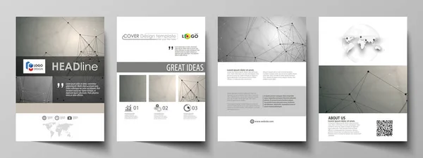 Chemistry pattern, molecule structure on gray background. Science and technology concept. Business templates for brochure, magazine, flyer, booklet. Cover design template, flat layout in A4 size. — Stock Vector