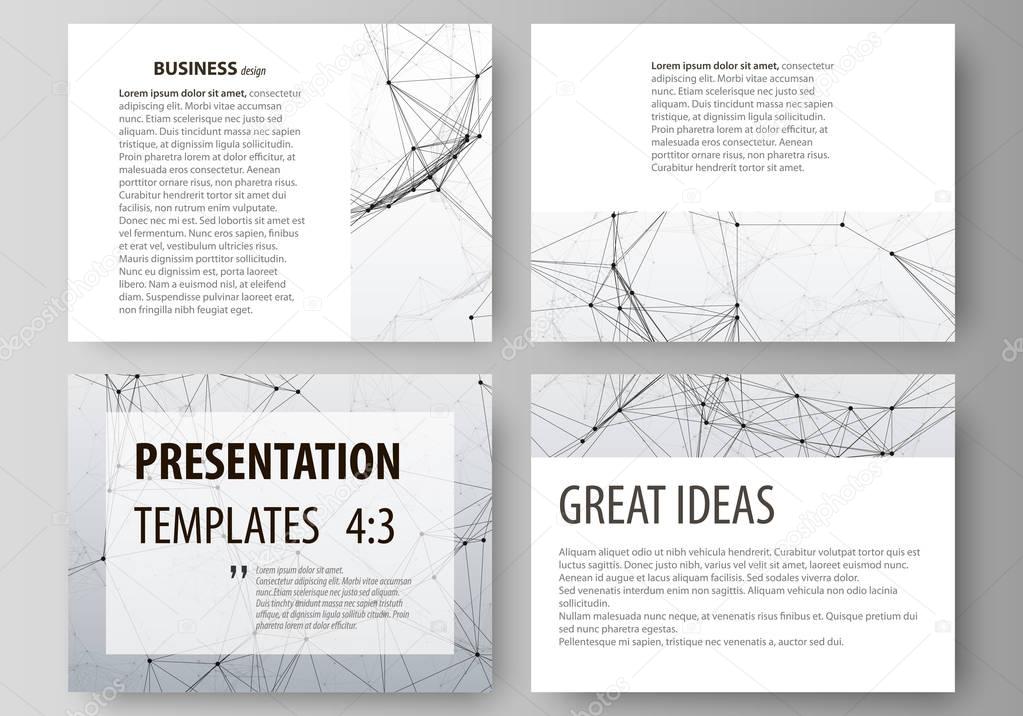 Compounds lines and dots. Big data visualization in minimal style. Graphic communication background. Set of business templates for presentation slides. Abstract vector layouts in flat design