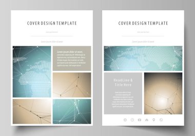 A4 formatında düzenlenebilir yerleşimini vektör çizim tasarım şablonları broşür, dergi, broşür, kitapçık, rapor için kapsar. Molekül yapısı ile kimya desen. Tıbbi Dna araştırma.