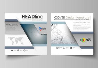 İş şablonları square için tasarım broşür, dergi, broşür, kitapçık. Kapak broşür, düzen vektör. DNA ve nöronlar molekül yapısı. Tıp, bilim, teknoloji kavramı. Ölçeklenebilir grafik.