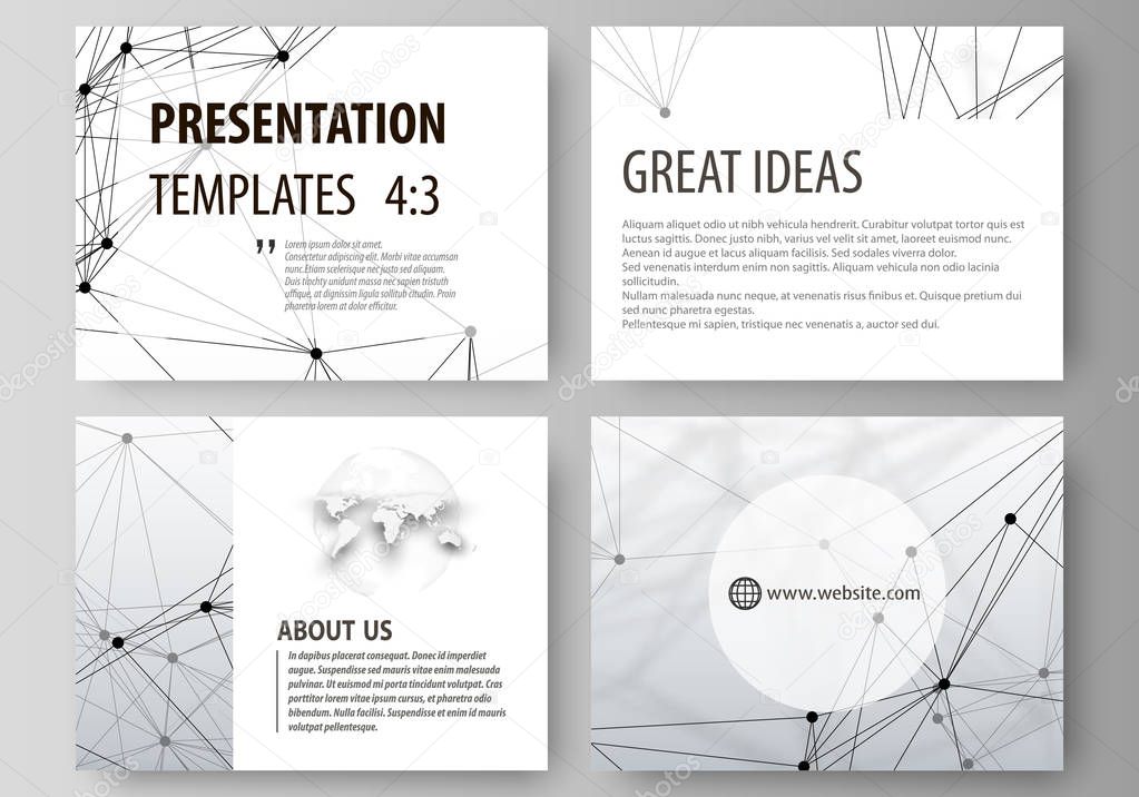 Set of business templates for presentation slides. Easy editable abstract vector layouts in flat design. DNA and neurons molecule structure. Medicine, science, technology concept. Scalable graphic.