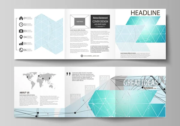 Die minimalistische Vektorillustration des editierbaren Layouts. zwei moderne kreative Designvorlagen für eckige Broschüren oder Flyer. futuristische High-Tech-Hintergrund, graben Datentechnologie-Konzept. — Stockvektor