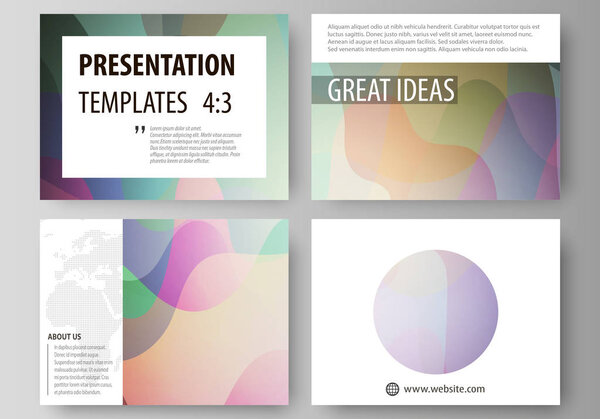 Business templates for presentation slides. Easy editable layouts in flat style, vector illustration. Bright color pattern, colorful design, overlapping shapes forming abstract beautiful background.