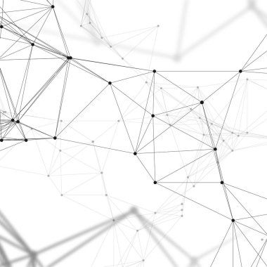Kimya desen, molekül yapısı beyaz, bilimsel tıbbi Dna araştırma, geometrik grafik arka plan üzerinde çizgiler ve noktalar, bağlanma. Tıp, bilim ve teknoloji kavramı. Minimalist tasarım.