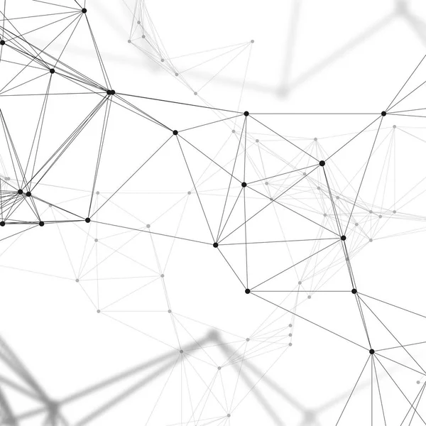 Schéma chimique, lignes et points de connexion, structure moléculaire sur blanc, recherche scientifique sur l'ADN médical, fond graphique géométrique. Concept de médecine, science et technologie. Design minimaliste . — Image vectorielle