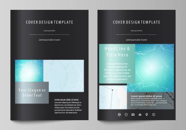 A4 formatında düzenlenebilir yerleşimini siyah renkli vektör çizim tasarım şablonları için broşür, dergi, broşür, kitapçık kapsar. Fütüristik yüksek teknoloji arka plan, kazmak veri teknoloji kavramı.