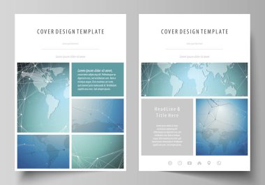 A4 formatında düzenlenebilir yerleşimini vektör çizim tasarım şablonları broşür, dergi, broşür, kitapçık, rapor için kapsar. Kimya desen, çizgiler ve noktalar bağlama. Tıp kavramı.